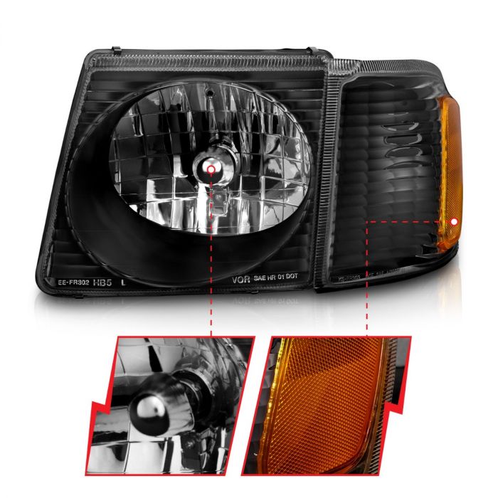 Anzo - Crystal Headlights Black - 2001-2005 Explorer Sport Trac