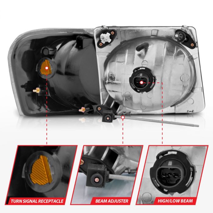 Anzo - Crystal Headlights Black - 2001-2005 Explorer Sport Trac