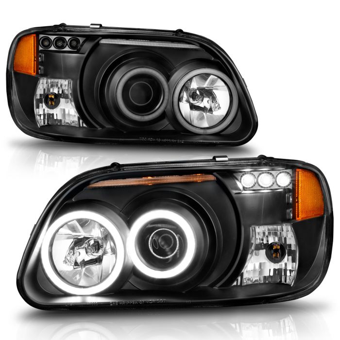 Anzo - Projector Headlights w/ Halo Black 1 pc - 1995-2001 Explorer