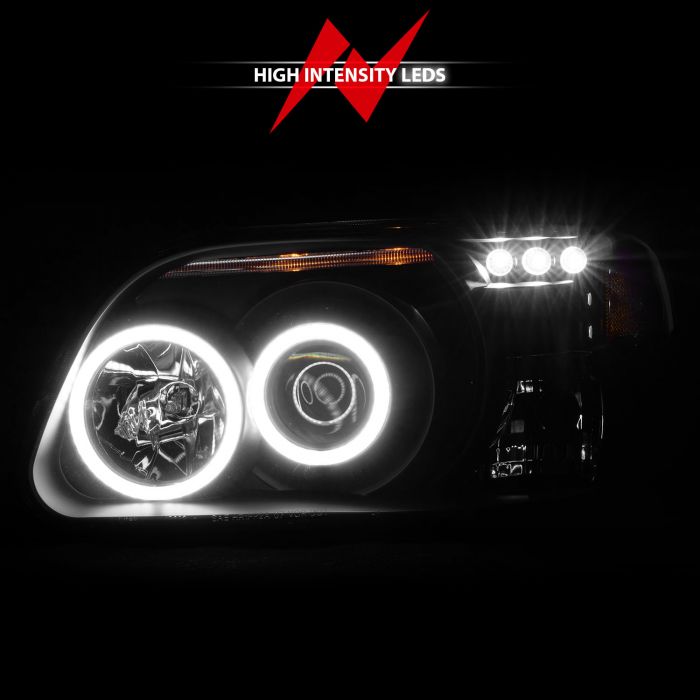 Anzo - Projector Headlights w/ Halo Black 1 pc - 1995-2001 Explorer