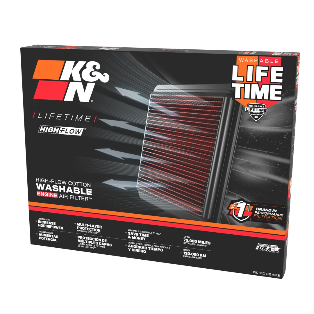 K&N 33-2384 - 33 Series Air Filter Panel (13.5" L x 8.75" W x 1.125" H)