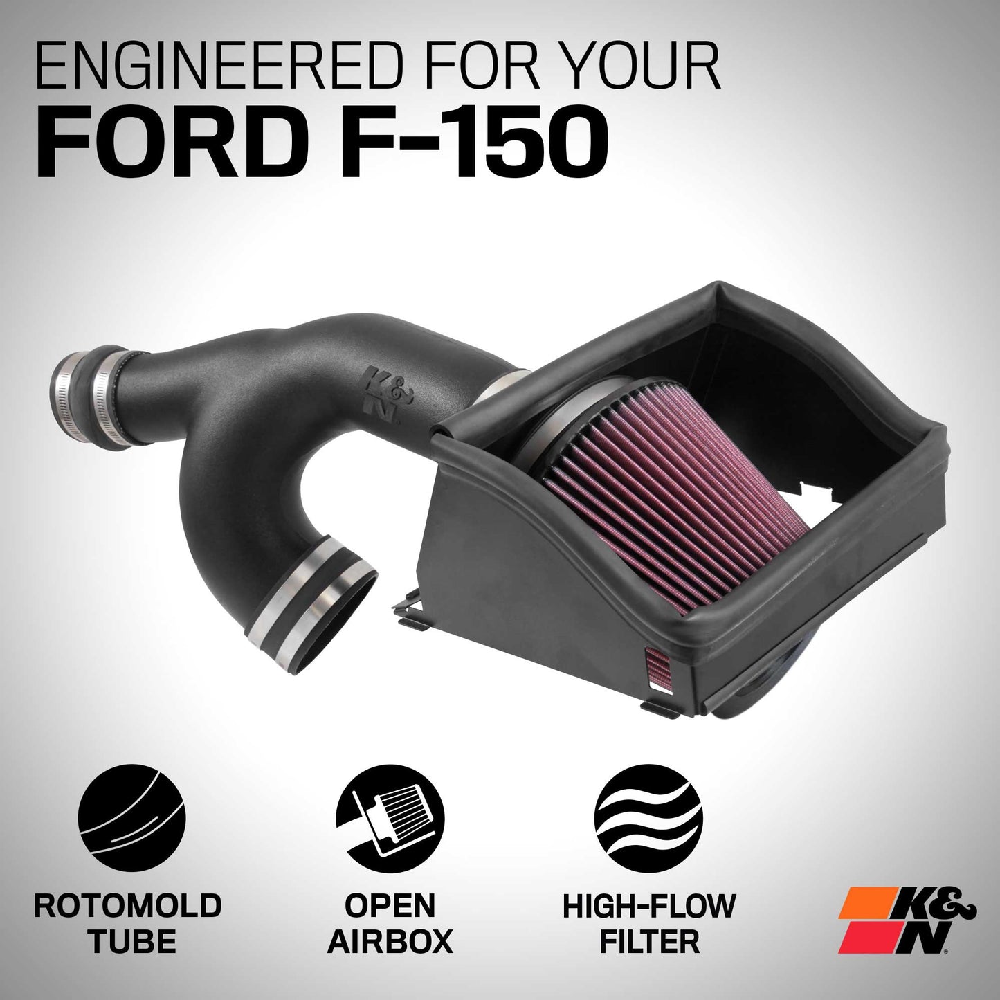 K&N 63-2593 - 63 Series Aircharger Performance Air Intake System - 2015-2025 Ford F-150 2.7L EcoBoost