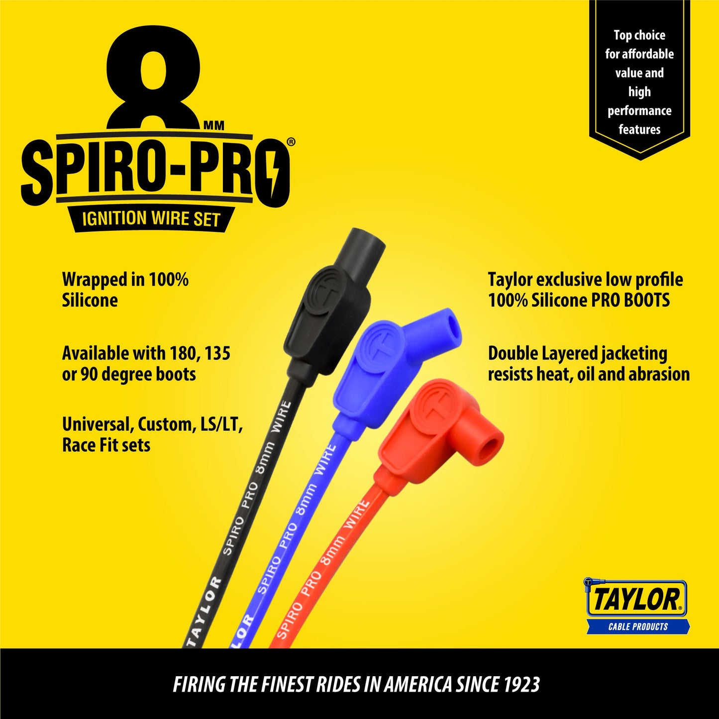 Taylor Cable 77284 8mm Spiro-Pro Custom Spark Plug Wires 6 cyl