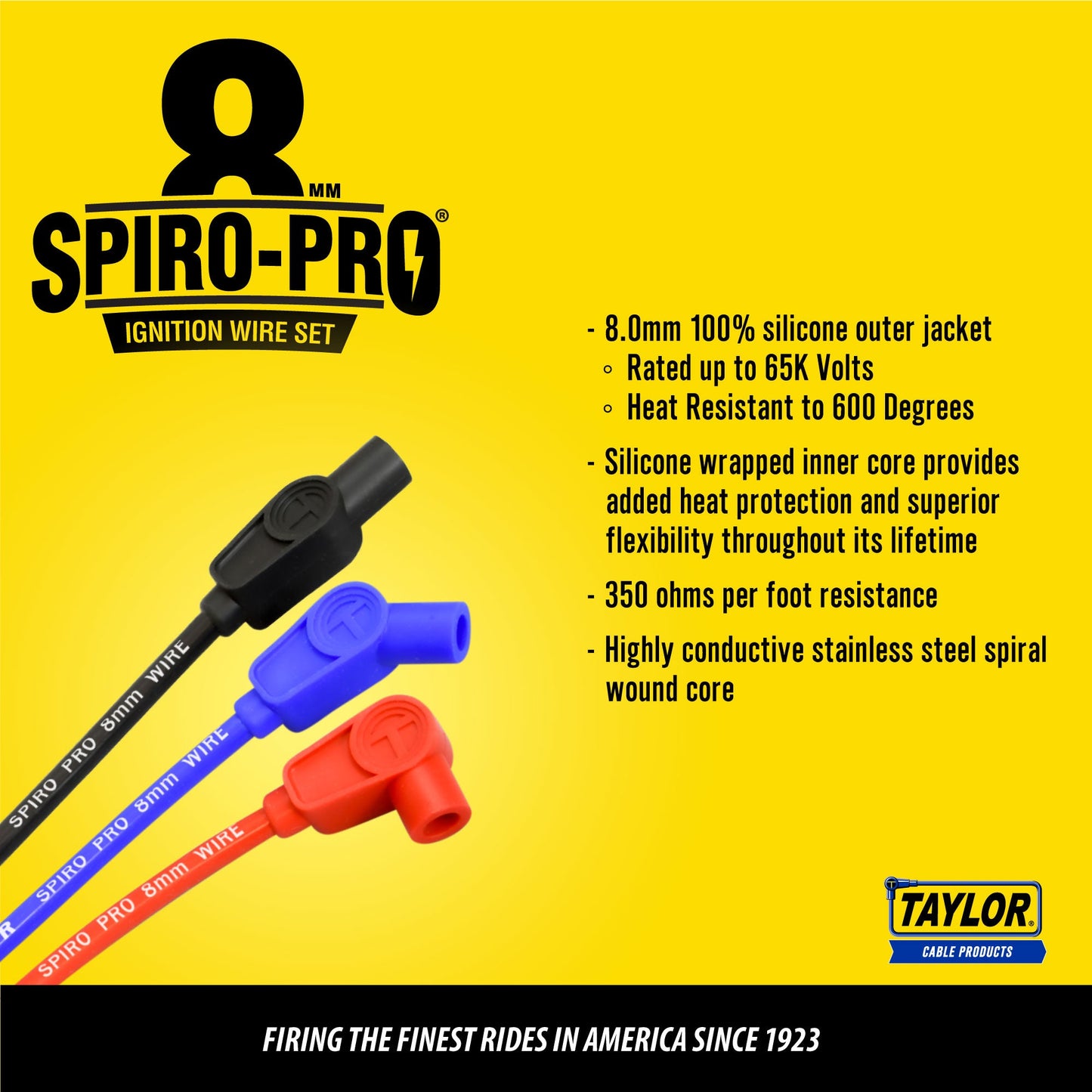 Taylor Cable 77284 8mm Spiro-Pro Custom Spark Plug Wires 6 cyl