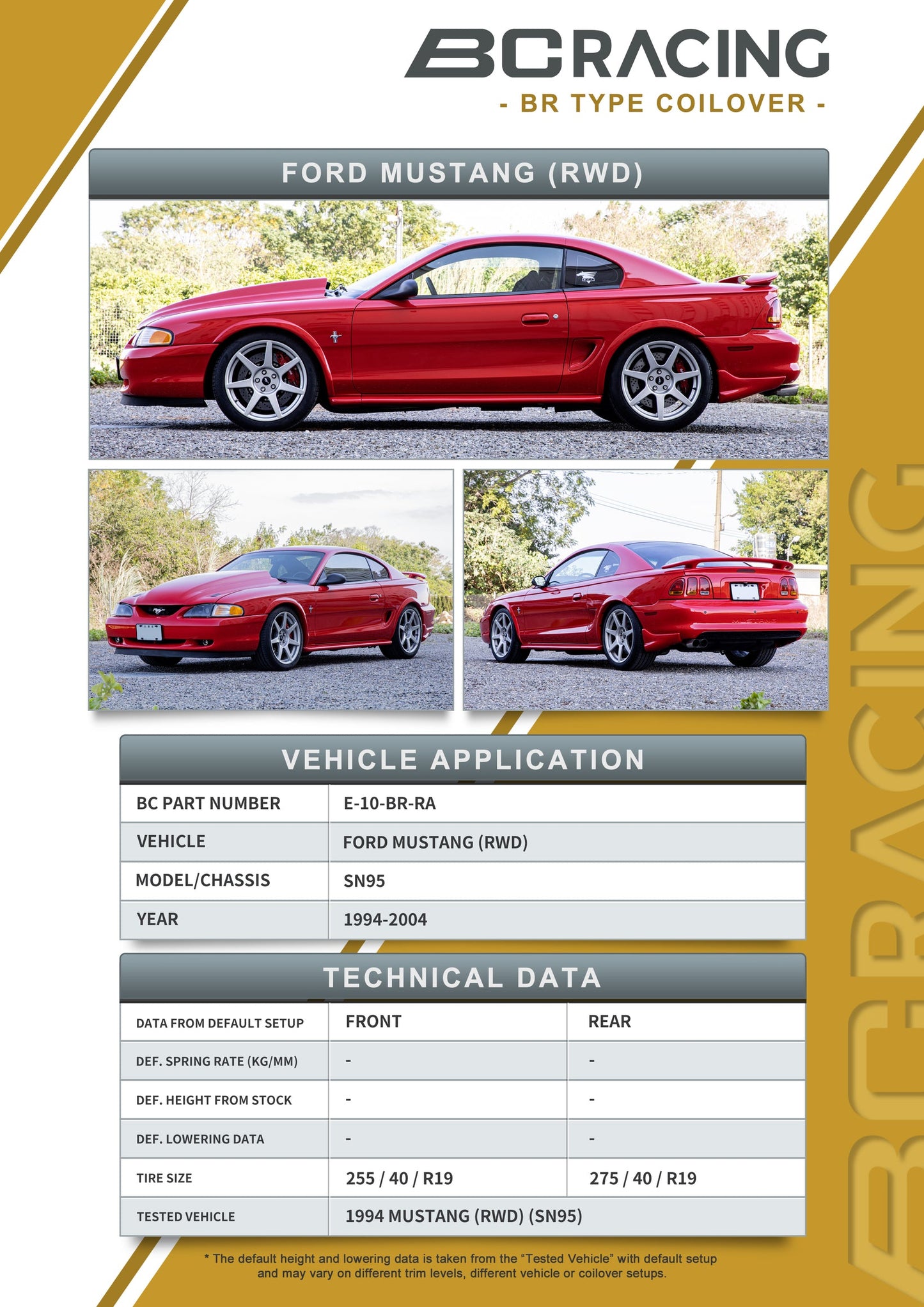 BC Racing - BR Series Coilovers - 1994-2004 Mustang SN95 (Exclude 99-04 Cobra)