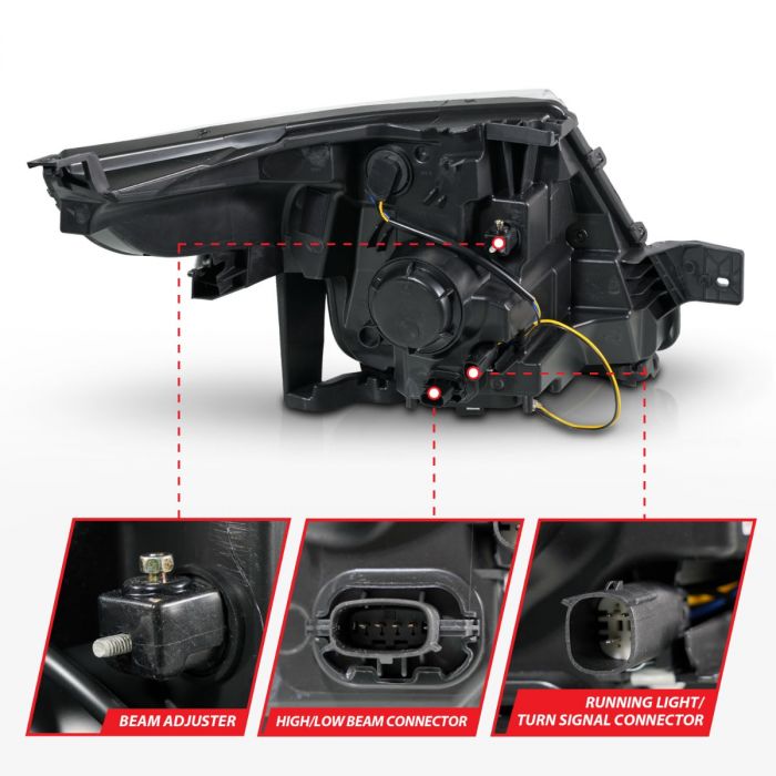 Anzo - Projector Headlights w/ Light Bar Chrome Housing w/ Amber light - 2011-2015 Explorer
