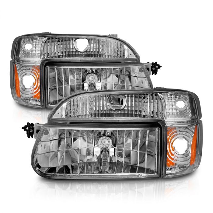 Anzo - Crystal Headlights Chrome w/ Corner Lights 2pc - 1995-2001 Explorer