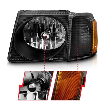 Anzo - Crystal Headlights Black - 2001-2005 Explorer Sport Trac