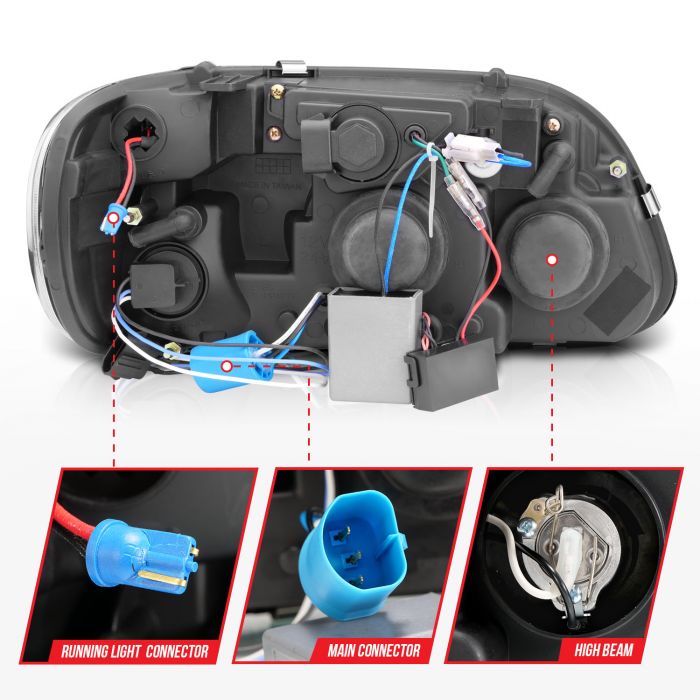 Anzo - Projector Headlights w/ Halo Black 1 pc - 1995-2001 Explorer