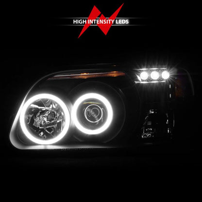 Anzo - Projector Headlights w/ Halo Black 1 pc - 1995-2001 Explorer