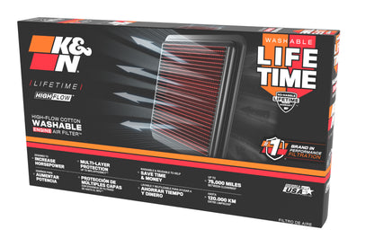 K&N 33-2395 - 33 Series Air Filter Panel (12" L x 6.75" W x 0.938" H)