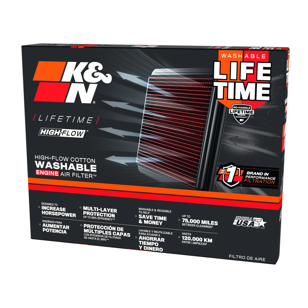 K&N 33-3031 - 33 Series Air Filter Panel (8.375" L x 6.375" W x 1.5" H)