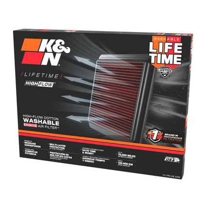 K&N 33-2384 - 33 Series Air Filter Panel (13.5" L x 8.75" W x 1.125" H)