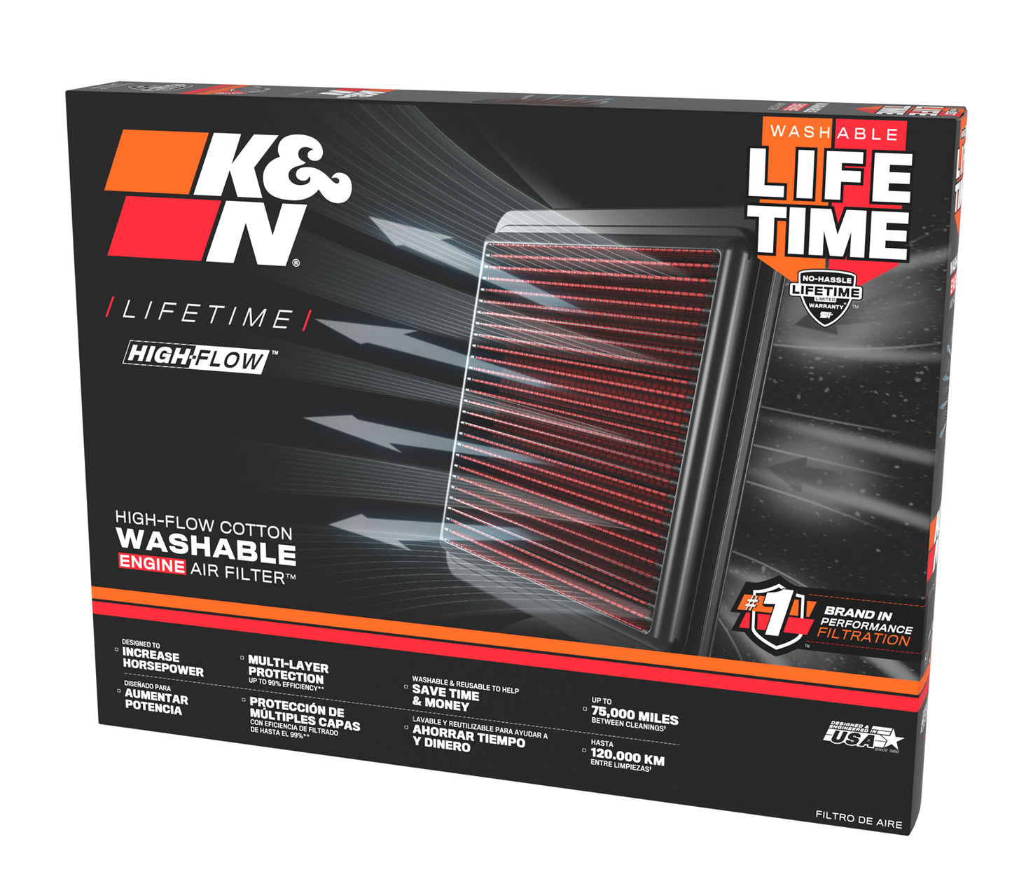 K&N 33-5132 - 33 Series Panel Replacement Air Filter