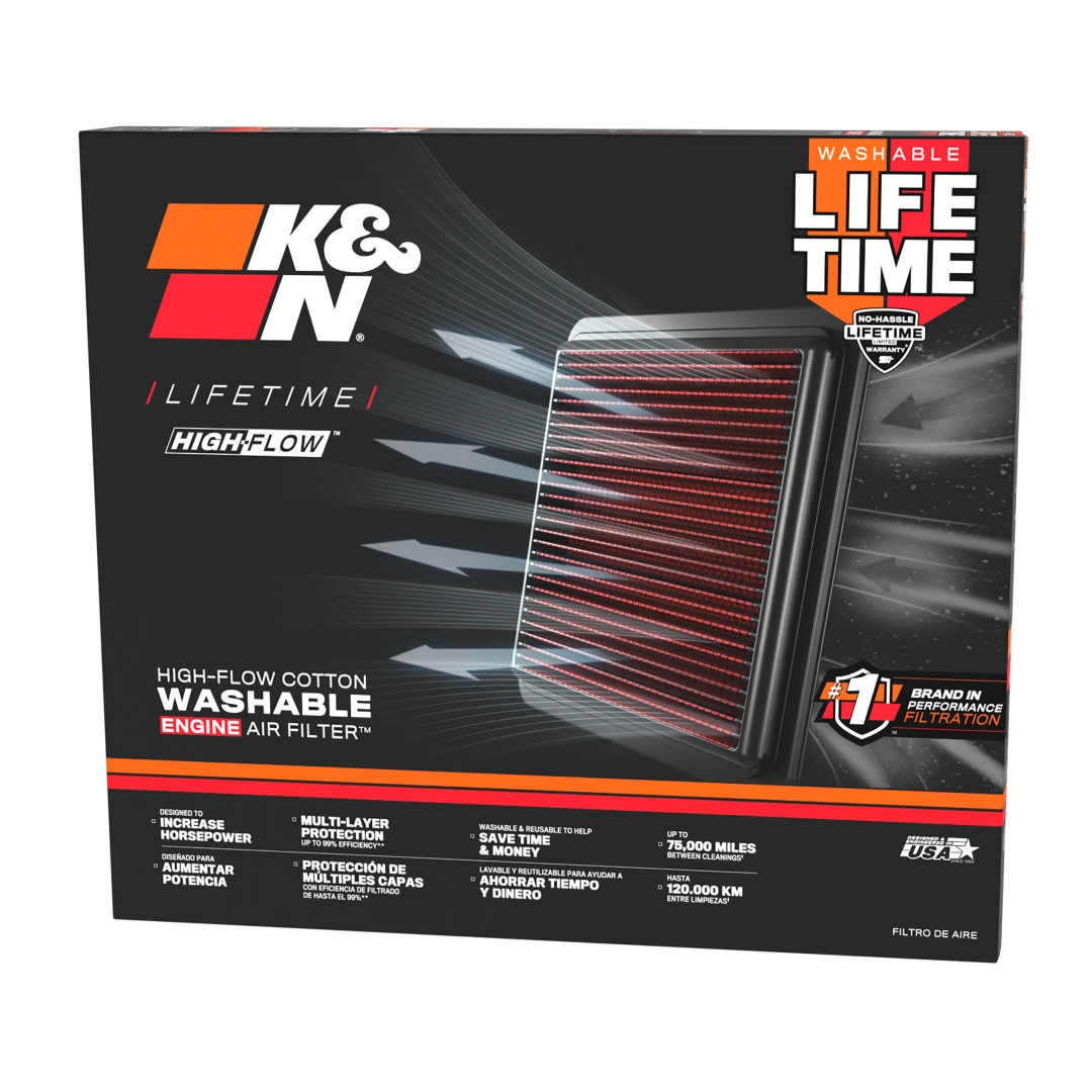 K&N 33-2434 - 33 Series Air Filter Panel (11.625" L x 9.125" W x 1.625" H)