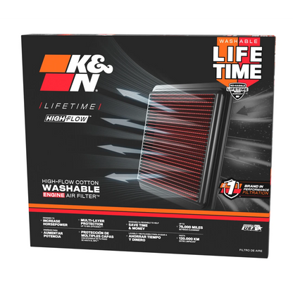 K&N 33-2434 - 33 Series Air Filter Panel (11.625" L x 9.125" W x 1.625" H)