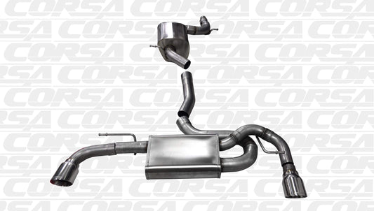 Corsa 14491 - Touring 3" Cat-Back with 4" Single Tips - 2010-2014 VW Golf GTI Mk6 2.0T