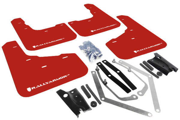 Rally Armor - Mud Flap Set Red w/ White Logo - 2013-2018 Fiesta ST