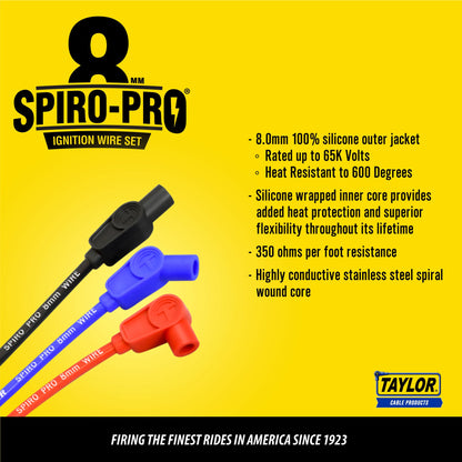 Taylor Cable 77284 8mm Spiro-Pro Custom Spark Plug Wires 6 cyl