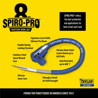 Taylor Cable 77284 8mm Spiro-Pro Custom Spark Plug Wires 6 cyl